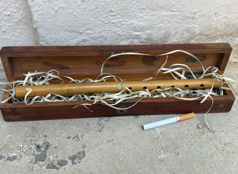 Vintage wood bamboo flute Japan in wood box