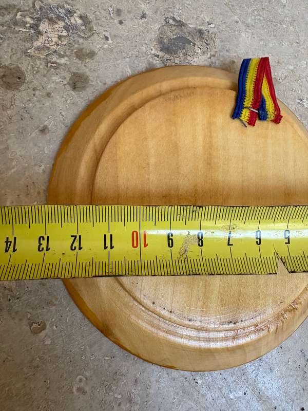 Vintage wood carved art plate Romania Dracula