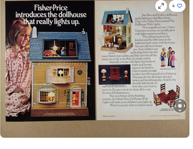 Vintage  Fisher Price Light Up Dollhouse #280 made USA 1981