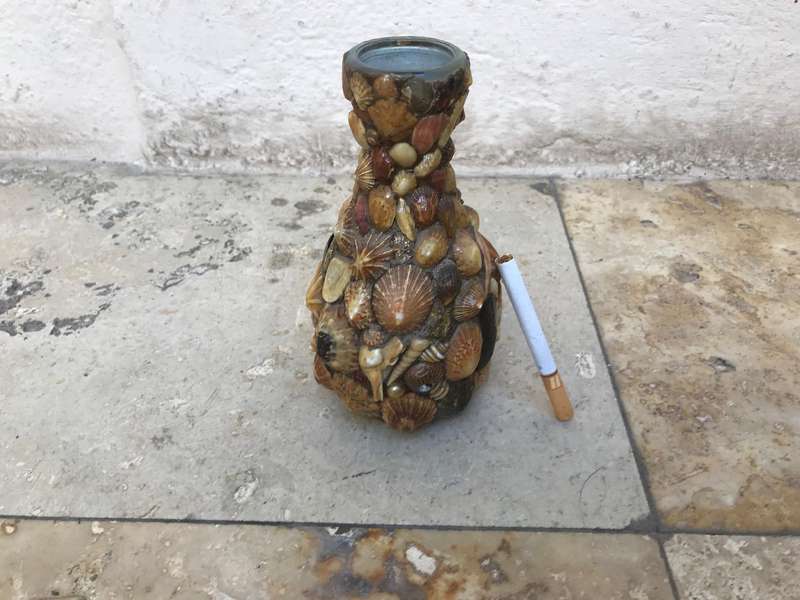 Vintage glass shell encrusted vsse / candle holder