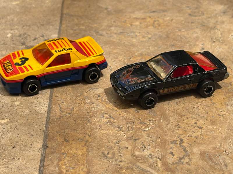 Vintage Majorette Pontiac fiero no 206 , Pontiac  fire bird no 248 diecast car pair