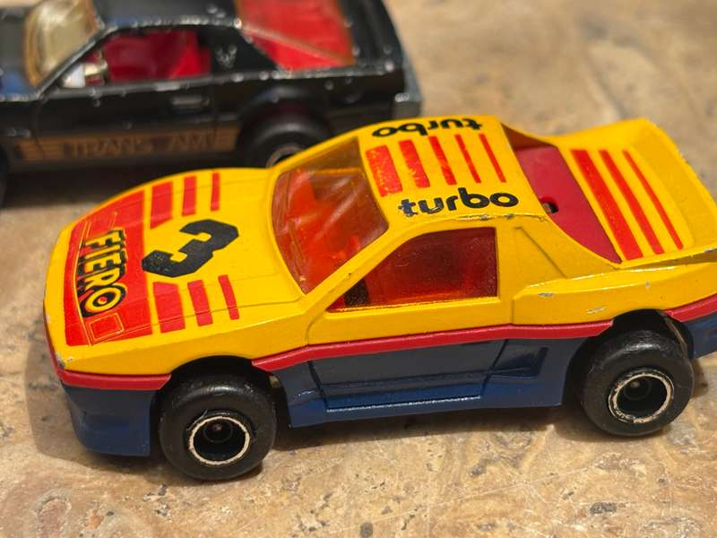 Vintage Majorette Pontiac fiero no 206 , Pontiac  fire bird no 248 diecast car pair
