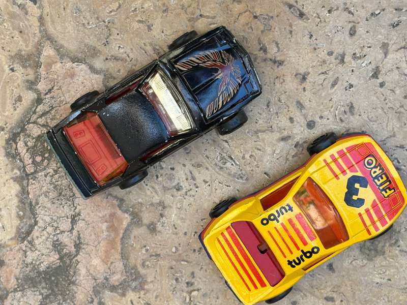 Vintage Majorette Pontiac fiero no 206 , Pontiac  fire bird no 248 diecast car pair