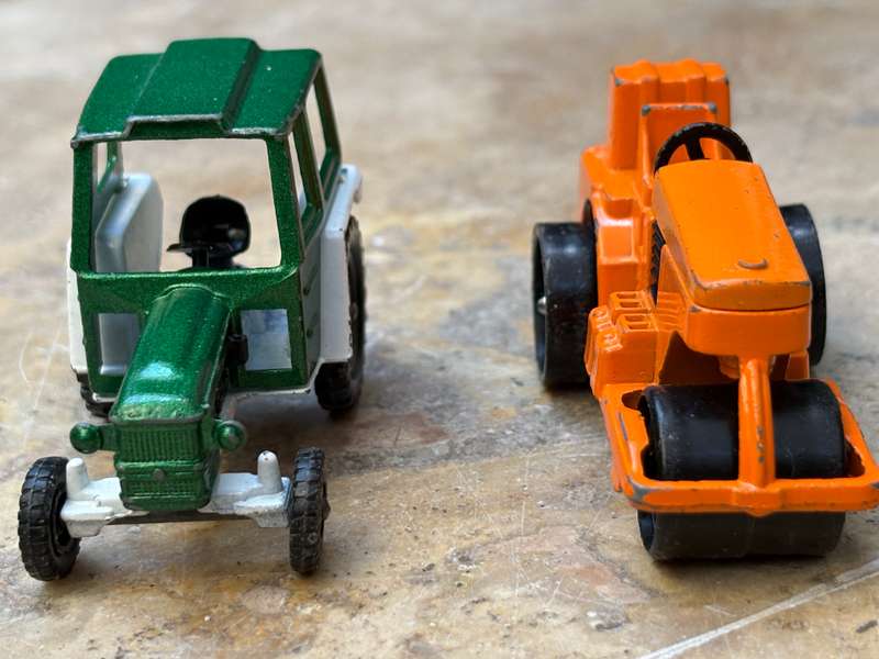 Vintage Corgi junior tractor and road roller pair