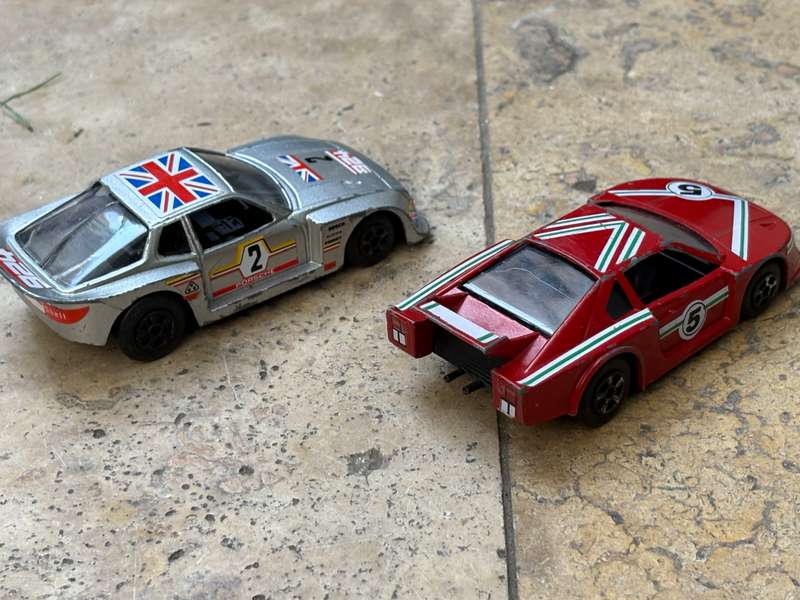 Vintage Polistil racing car pair Ferrari Porsche