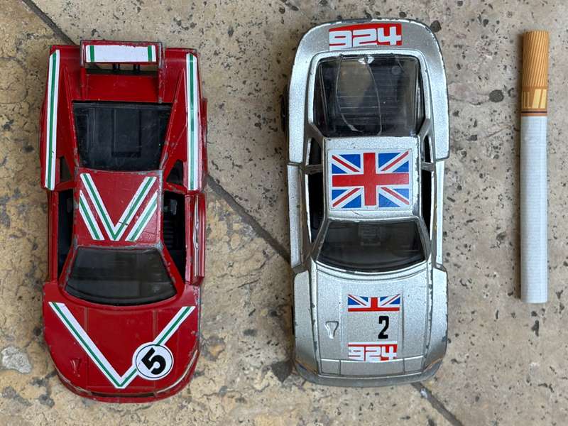 Vintage Polistil racing car pair Ferrari Porsche