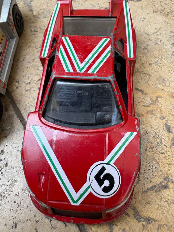 Vintage Polistil racing car pair Ferrari Porsche
