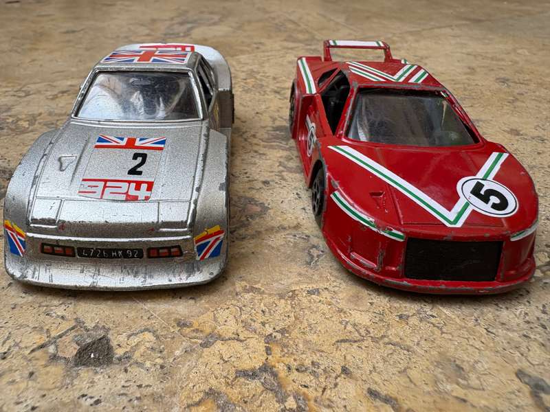 Vintage Polistil racing car pair Ferrari Porsche