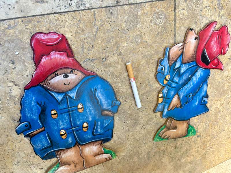 Vintage Paddington bear wall art wood pair