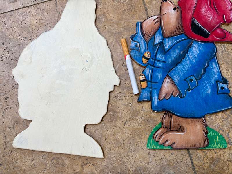 Vintage Paddington bear wall art wood pair