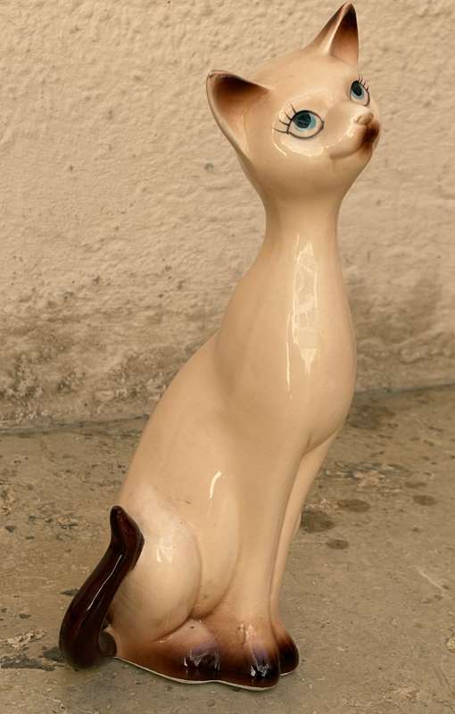Vintage Palcon long neck siamese porcelain cat figure