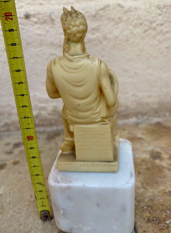 Vintage R Leoni Moses figure statuette Italy , marble pedestal castle box