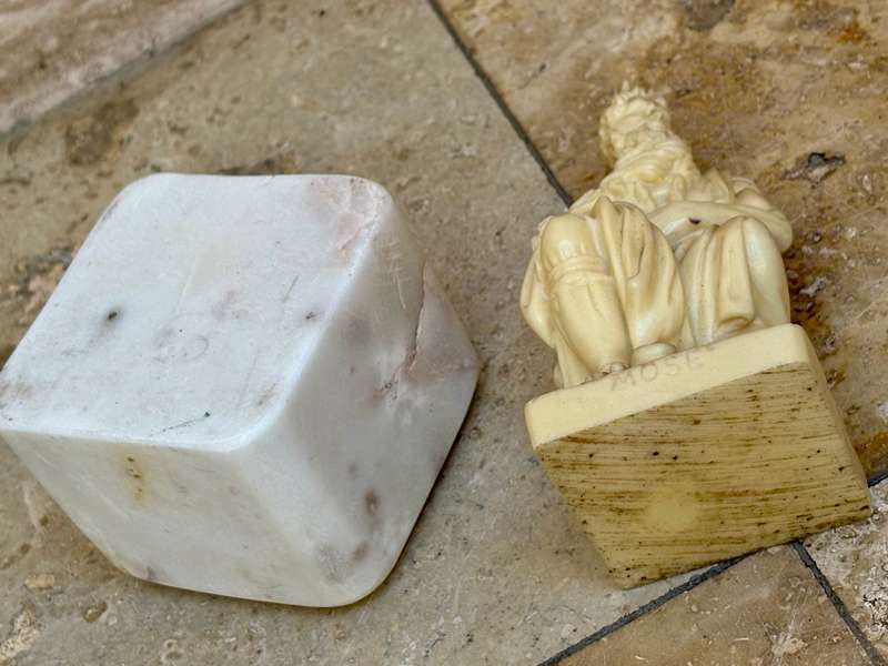 Vintage R Leoni Moses figure statuette Italy , marble pedestal castle box