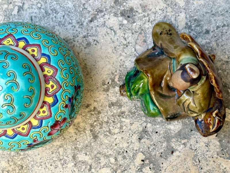 Vintage Chinese  ginger jar + figurine