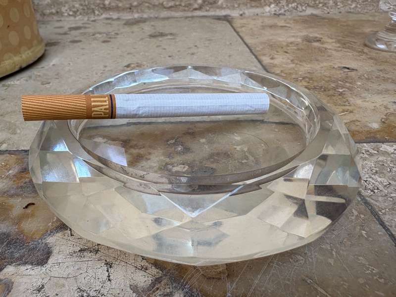 Crystal trinket dish , crystal candle holder and crystal footed glass lot
