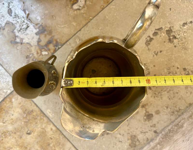 Vintage heavy brass pitcher small and large pair