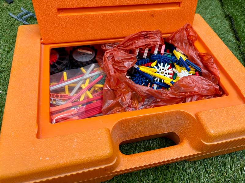 Vintage Knex k-Nex create and build toy bundle hard carry box lot orange