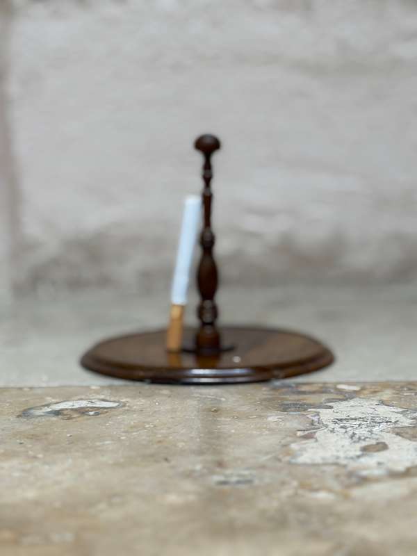 wig stand treen exotic wood turned Antique