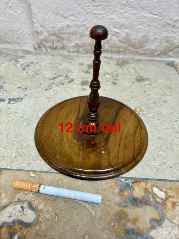 wig stand treen exotic wood turned Antique