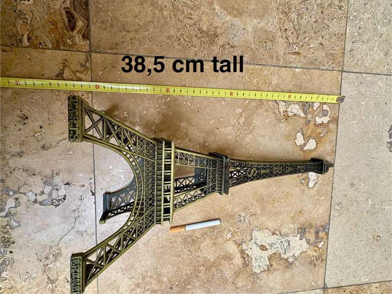 Vintage Eiffel Tower large Paris architecture brass tone metal 38 cm