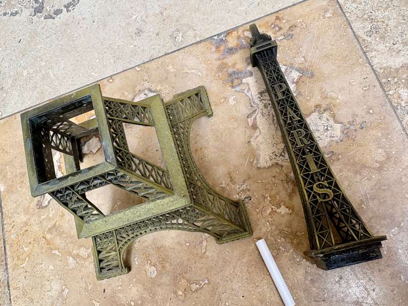 Vintage Eiffel Tower large Paris architecture brass tone metal 38 cm