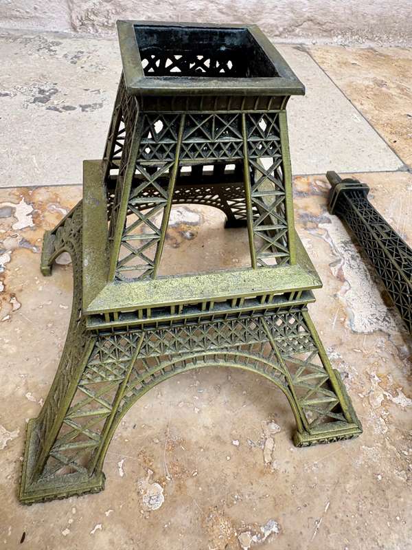 Vintage Eiffel Tower large Paris architecture brass tone metal 38 cm