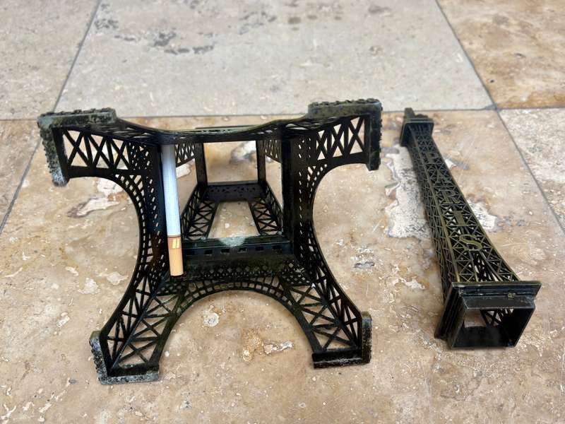 Vintage Eiffel Tower large Paris architecture brass tone metal 38 cm