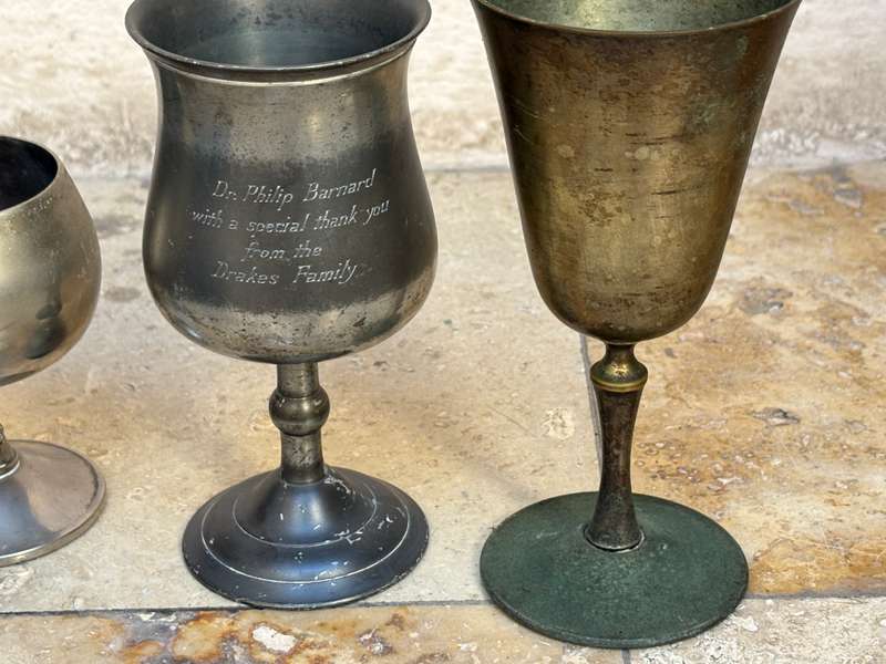 vintage valero goblet pair grapevine stem , with 2 taller goblet  lot