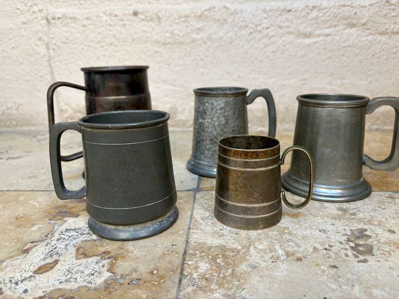 Vintage lot of tankard tankards various sizes styles lot of 5