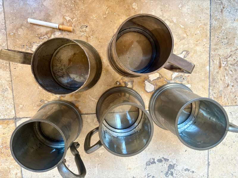 Vintage Glass bottom tankard lot of 5