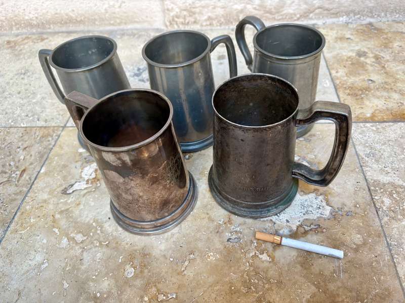 Vintage Glass bottom tankard lot of 5
