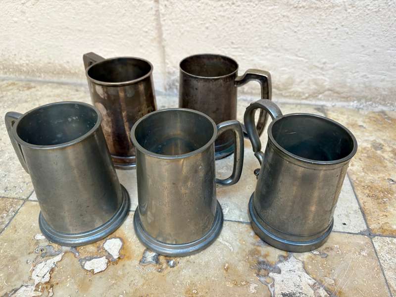 Vintage Glass bottom tankard lot of 5