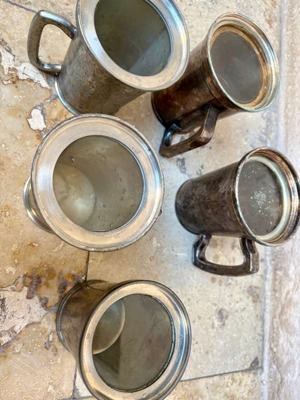 Vintage Glass bottom tankard lot of 5