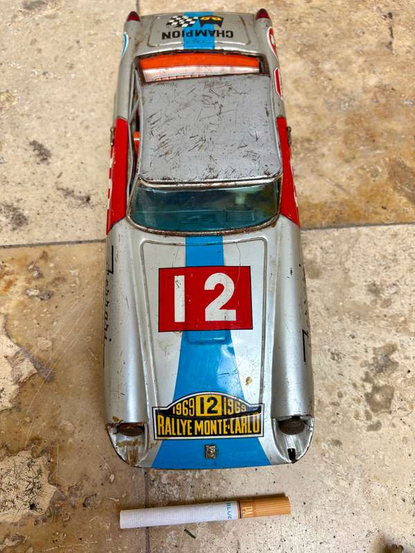 RARE!! 1960s BANDAI~FERRARI SUPERAMERICA Rallye Monte Carlo Japan 60s tin car