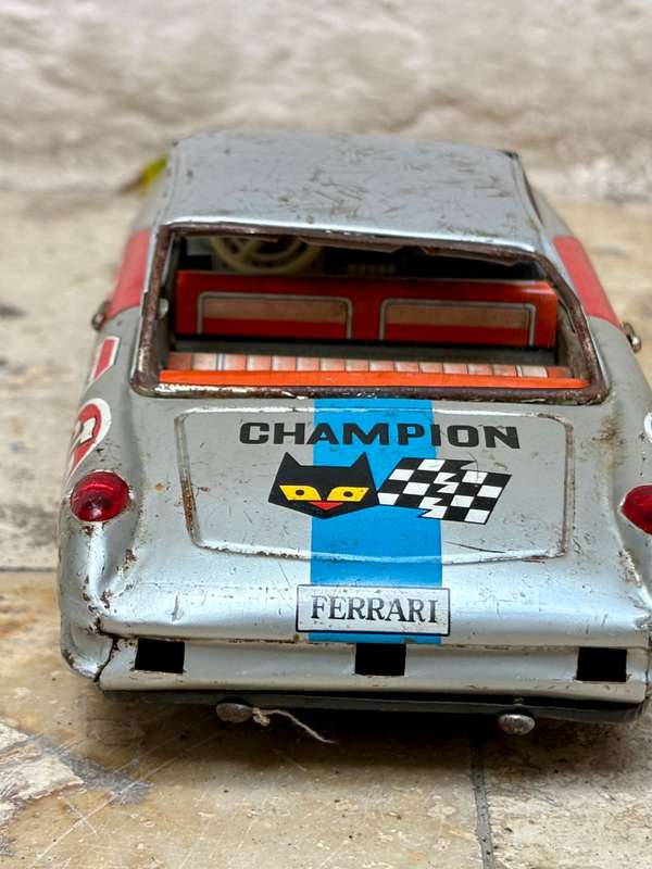 RARE!! 1960s BANDAI~FERRARI SUPERAMERICA Rallye Monte Carlo Japan 60s tin car