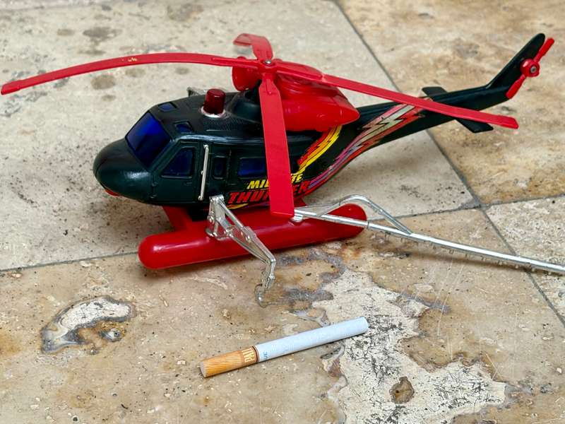 VINTAGE TOY MID-NITE THUNDER HELICOPTER LIGHTS AND BUMBER CAR ACTION NEW BRIGHT chopper