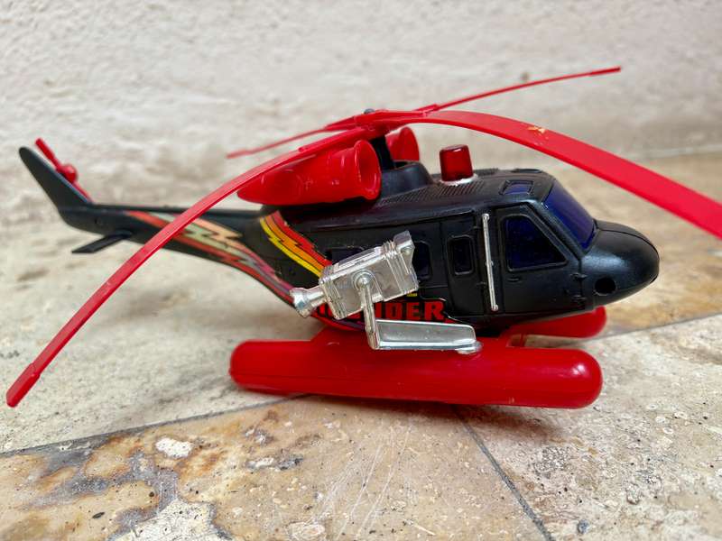 VINTAGE TOY MID-NITE THUNDER HELICOPTER LIGHTS AND BUMBER CAR ACTION NEW BRIGHT chopper