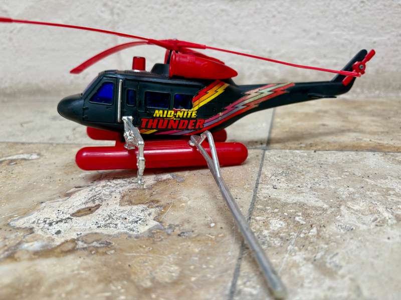 VINTAGE TOY MID-NITE THUNDER HELICOPTER LIGHTS AND BUMBER CAR ACTION NEW BRIGHT chopper