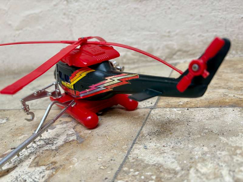 VINTAGE TOY MID-NITE THUNDER HELICOPTER LIGHTS AND BUMBER CAR ACTION NEW BRIGHT chopper