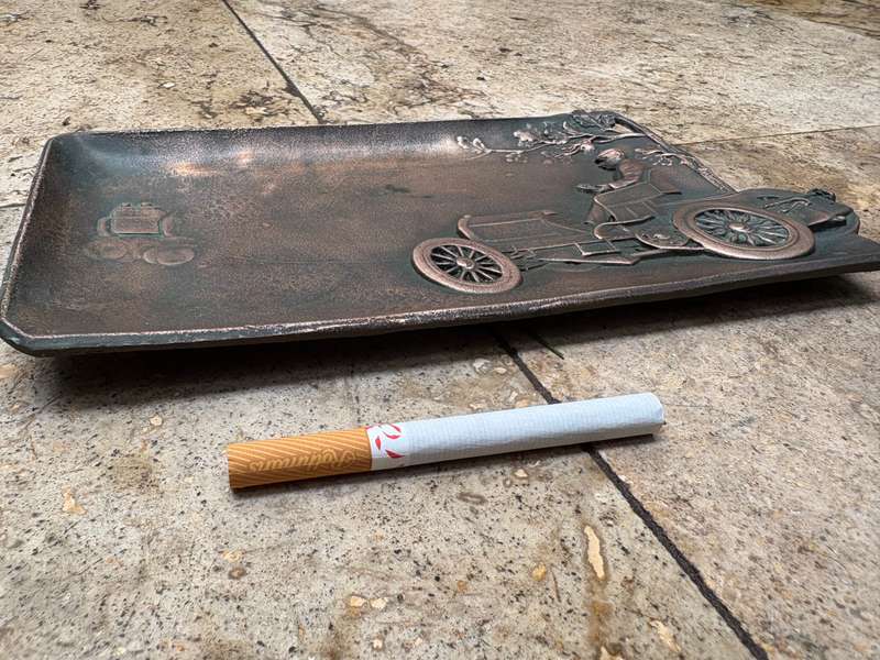 Antique auto car 3d copper coin tray ashtray plaque