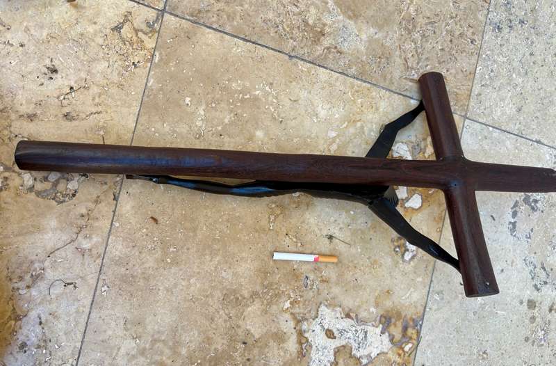 Large ebony wood carved crucifix Christ corpus 60 cm x 27 cm