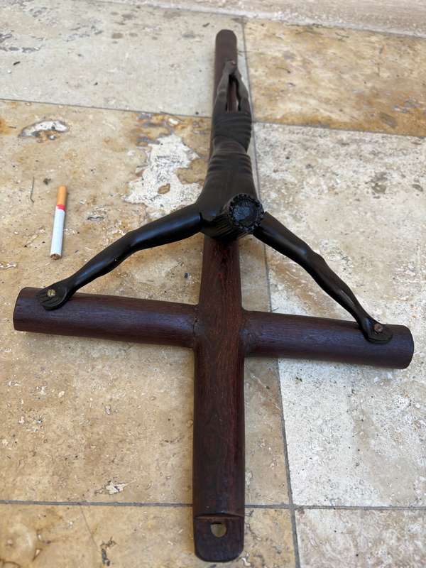 Large ebony wood carved crucifix Christ corpus 60 cm x 27 cm