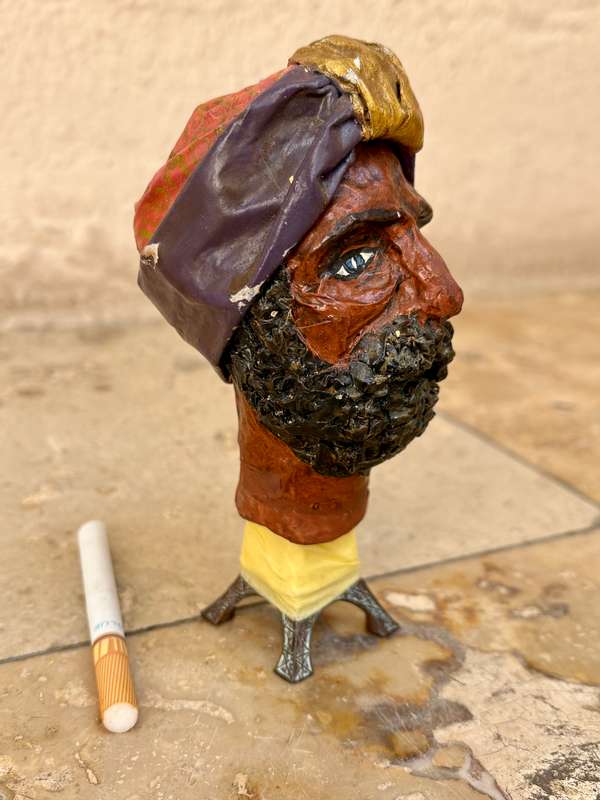 Vintage paper mache East Indian man puppet head
