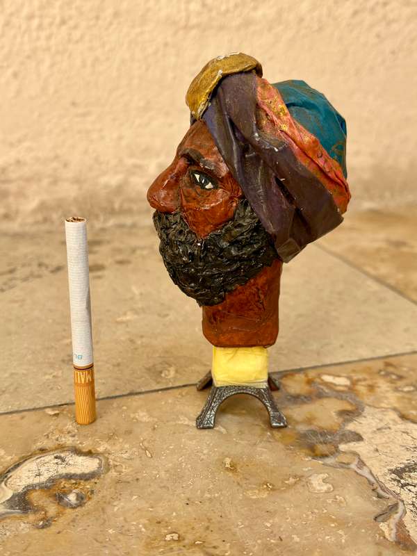 Vintage paper mache East Indian man puppet head