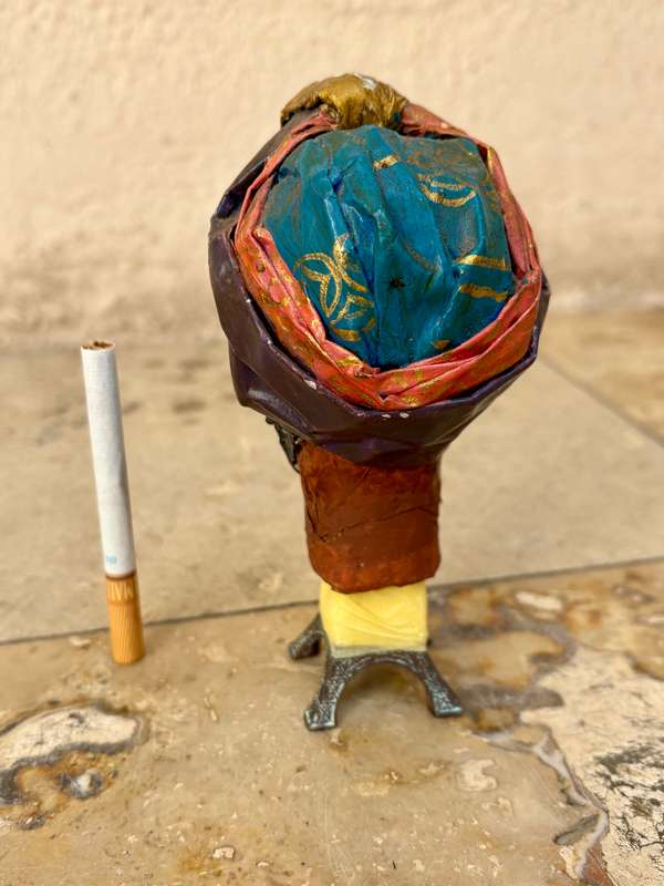 Vintage paper mache East Indian man puppet head