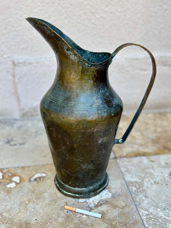 Vintage  heavy brass large water  Pitcher - 1 Gallon