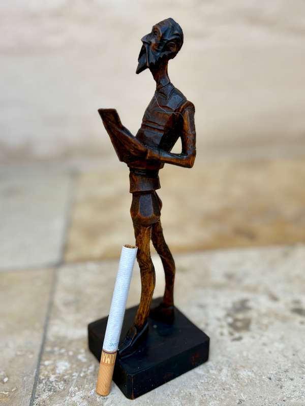 Vintage hand carved wooden Don Quijote wood figure figurine Spain statuette