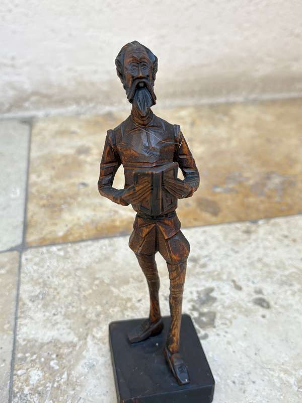 Vintage hand carved wooden Don Quijote wood figure figurine Spain statuette