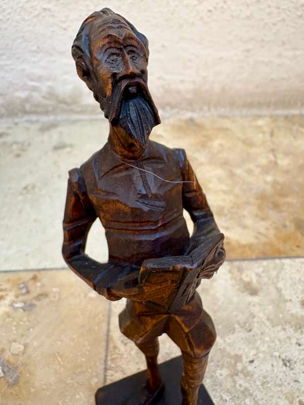 Vintage hand carved wooden Don Quijote wood figure figurine Spain statuette