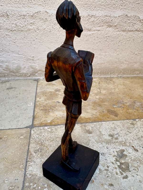Vintage hand carved wooden Don Quijote wood figure figurine Spain statuette